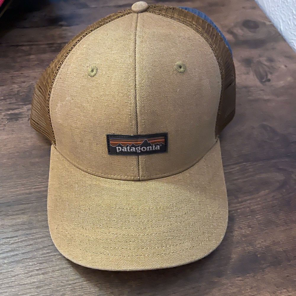 Patagonia Hemp Trucker Hat Brown Tan Logo Mesh Snapback Outdoor Cap